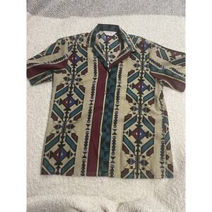 VTG Cheryl Tiegs Womens sz 6 Aztec Southwestern Button Up Shirt made in USA